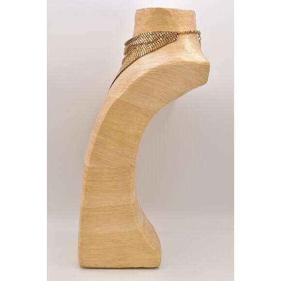 Whiting & Davis Vintage Mesh Chainmail Choker Bib Necklace Gold Signed 70s BinBL - Picture 11 of 12